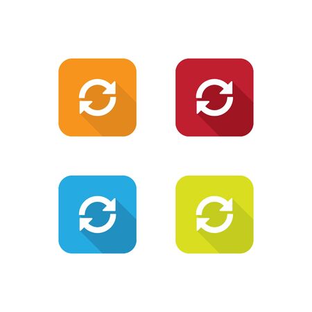 Colorful Flat Reload or Refresh or Rotation Icons With Long Shadow