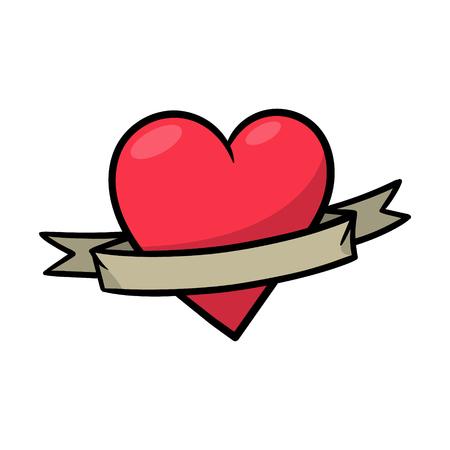 Cartoon Heart and Ribbon Vector Illustrationのイラスト素材