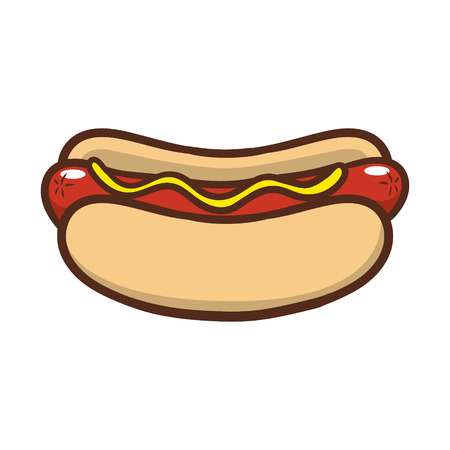Cartoon Hotdog Vector Illustrationのイラスト素材