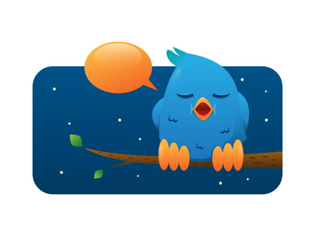 Blue Bird On a Branch Vector Illustrationのイラスト素材