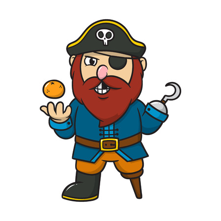 Cartoon Pirate With an Orange Illustrationのイラスト素材