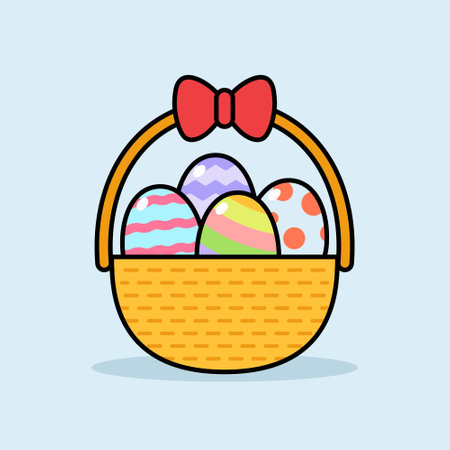 Easter Basket Flat Design Illustrationのイラスト素材
