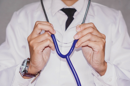 The doctor is wearing a stethoscope.の写真素材