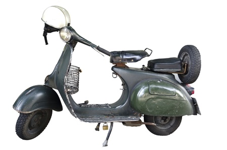 Old Classic motorcycle on isolate white backgroundの写真素材