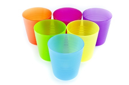cup Plastic ware with white isolate background の写真素材