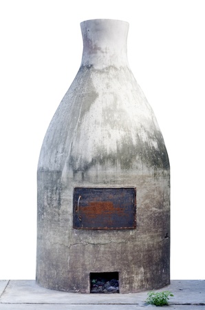 Old kiln waste with concret floor with isolate white backgroundの写真素材