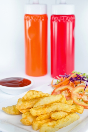  French Fries on plate and Ketchup   の写真素材