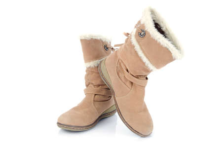 Brown high heels ankle boots isolate on white 
