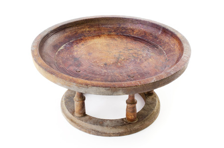 Old Empty wicker tray isolated on white background . の写真素材