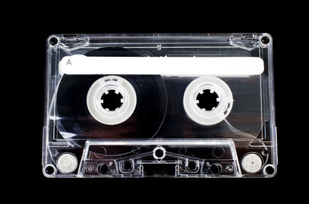 Old Vintage Cassette tape on black backgroundの写真素材