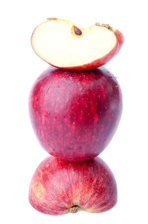 Stack of Red apple  fruit and Haft of apple  isolated on white

の写真素材