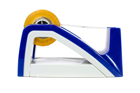 With clear tape, tape dispenser. Isolated on white.の写真素材