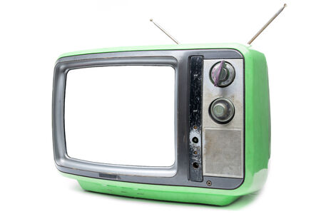 Green Vintage TV on the isolated white background