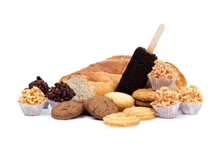 Mixed cookies isolate on white backgroundの写真素材