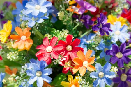 Plastic Bunch of flowers for backgroundの写真素材