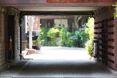 Garage in asia bulding house