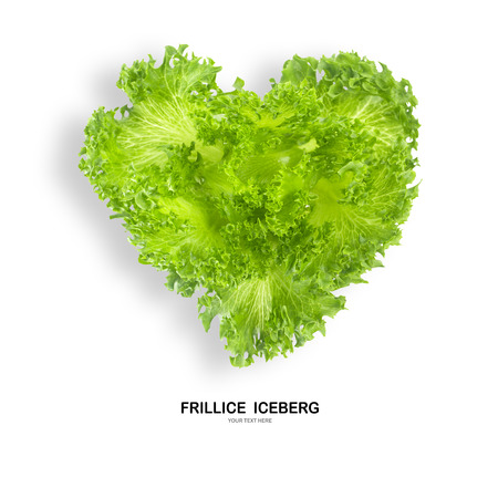 FRILLICE ICEBERG shape heart salad isolated on white background with clipping pathの写真素材