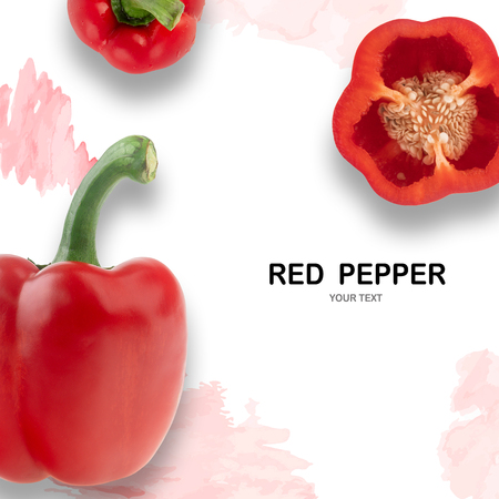Creative layout made of Red pepper on white backgroundの写真素材