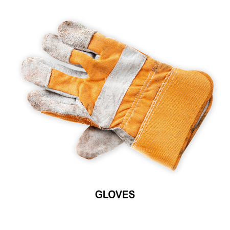 Creative layout made of  Working men gloves isolated on white background