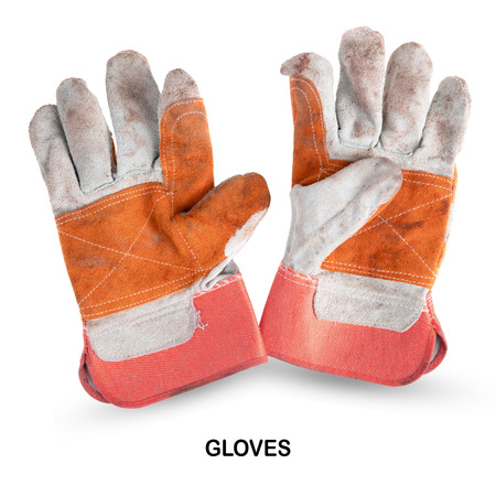 Creative layout made of  Working men gloves isolated on white background