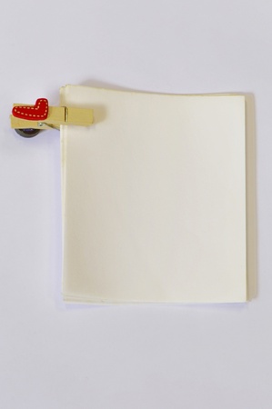 Paper with wooden clipの写真素材