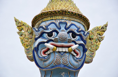 Head of Giant Statue, A kind of mythological soldier, Landmarks of Bangkok, Thailand の写真素材