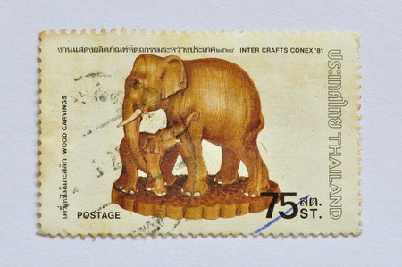 THAILAND - CIRCA 1981: a stamp printed in Thailand, In Memoriam of INTER CRAFTS CONEXの写真素材