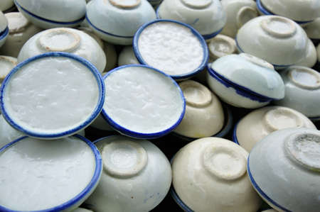 Traditional Thai dessert in the ceramic bowlの写真素材