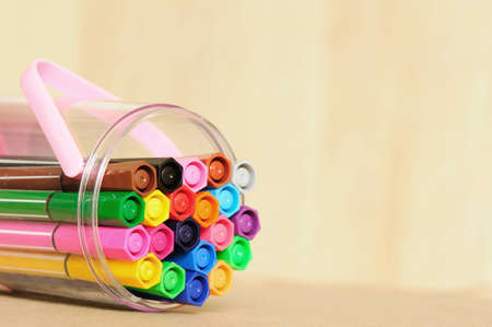 Colorful Markers in plastic packageの写真素材