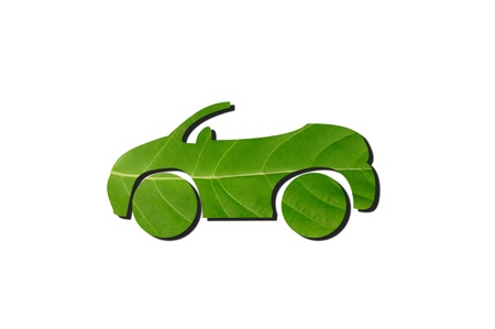 Green car from leaf with shadowの写真素材