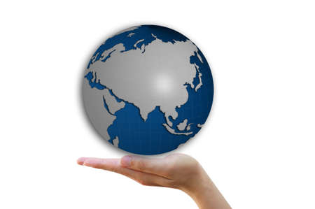 Planet earth with hand 