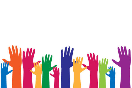 Colorful hand, raise up for vote conceptのイラスト素材