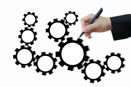 Drawing business plan by gear for successful conceptの写真素材