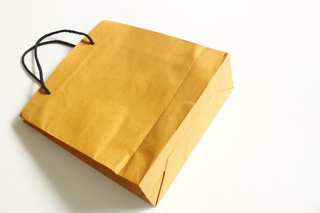 Paper shopping bag on white background.の写真素材