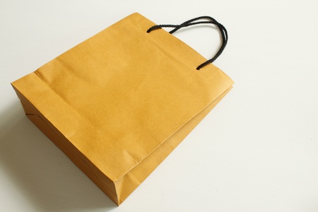 Paper shopping bag on white background.の写真素材