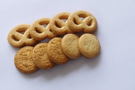 9 Cookies Isolated On White Back groundの写真素材
