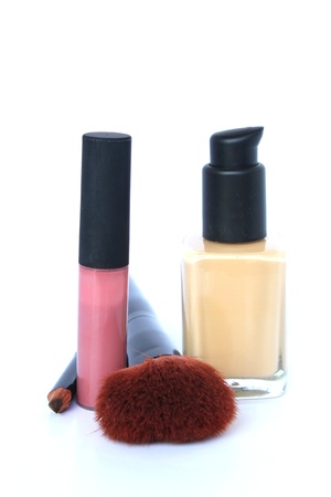 Various Cosmetics on white backgroundの写真素材