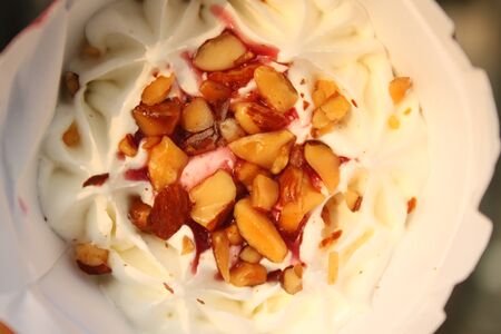 ice cream with nuts close up