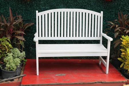 white benchの写真素材