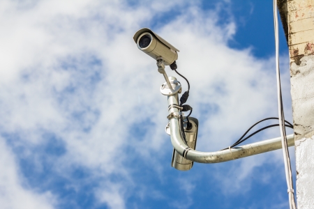 Security Camera on blue sky.の写真素材