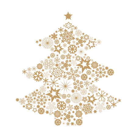 Christmas tree with snowflakesのイラスト素材