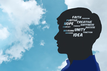 Human Mind inside the Brain Concept, Text Copy for Varieties of Positive Emotional, present by Man...