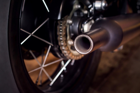 Close-up of Motorcycle Intake. Parts of Big Bike Racing, Dark tone and Selective Focusの写真素材