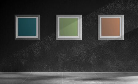 Mockup Image of Photo Frames on the Dark Wall. Included Clipping Path for Mock-up. Outdoor Scene...