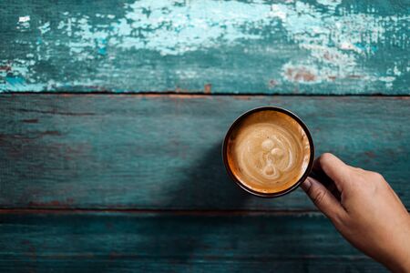 Relaxation Concept. Relaxing by Coffee in Cozy Place or Cafe, Top View, Selective Focus