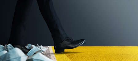 Start Concept. Business Strategy to Pass Through Coronavirus Situation. Businessman Steps and Moving...