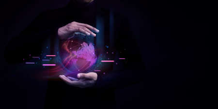 World Technology Concepts. Global Network and Data Exchange. Worldwide Business. Megatrends on Internet for Telecommunication, Finance and Internet of Thingsの写真素材