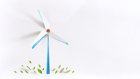 Renewable Energy Concepts. Paper Cat as Wind Power and Meadow. Carbon Neutral and Emission ,ESG for...