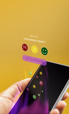 Mental Health Concept. Using  Mobile Application to Check, Measure and Practicing Mind. Self Care...