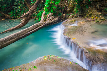 Beautiful limestone Waterfallの写真素材
